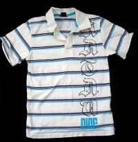 Bélé tričko s pruhy, znaky a limečkem zn. H&M vel. 140