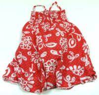 Červené letní šatičky s kytičkami a puntíky a mašličkou zn. girl2girl