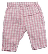 Růžovo-bílé kostkované plátěné kalhoty zn. F&F