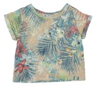 Béžovo-barevné květované úpletové tričko zn. M&Co