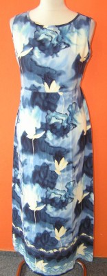Dámské modro-smetanové letní šaty s květy 