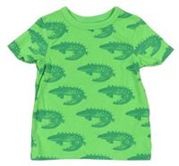 Neonově zelené tričko s krokodýly zn. George