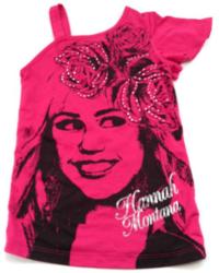 Růžové tričko s Hannah Montanou  a kamínky zn. George + Disney