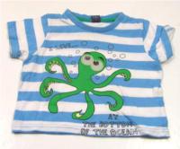 Modro-bílé pruhované tričko s chobotnicí zn. TU
