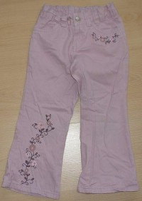 Růžové riflové kalhoty s kytičkami zn. Girl2Girl