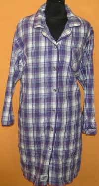 Dámská fialovo-bílá kostkovaná flanelová noční košile