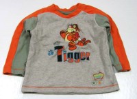 Hnědo-oranžovo-khaki triko s tygrem zn.Disney