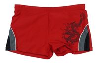Červeno-šedé nohavičkové plavky s drakem zn. C&A