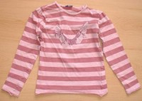 Růžové pruhované triko s křídly zn. Vertbaudet