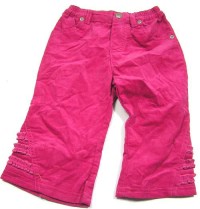 Růžové manžestrové kalhoty s volánky