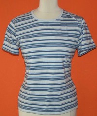 Dámské bílé-modré pruhované tričko
