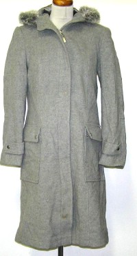 Dámský šedý flaušový kabát s kapucí zn. River Island