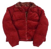 Červená žebrovaná sametová zateplená crop bunda zn. M&Co.
