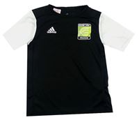Černo-bílé sportovní tričko s potiskem  zn. Adidas 