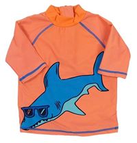 Neonově oranžové UV tričko se žralokem zn. Miniclub