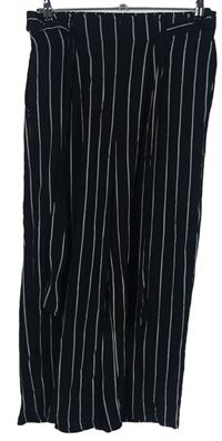 Dámské černé proužkované culottes kalhoty s páskem zn. Amisu 