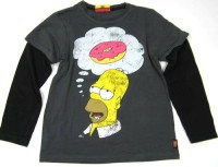 Šedo-černé triko s Homerem