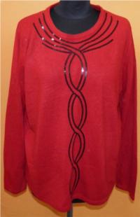 Dámský červený svetr s flitry vel. XL