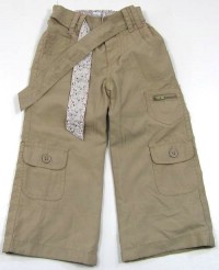 Hnědé šusťákové oteplené kalhoty s páskem zn.Early days