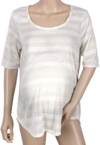 Nové - Dámské smetanovo-stříbrné pruhované těhotenské tričko zn. Blooming Marvellous 
