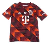 Vínovo-červené vzorované fotbalové funkční tričko - FC Bayern Mnichov zn. Adidas