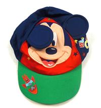 Červeno-zeleno-tmavomodrá plátěná kšiltovka s Mickey Mousem zn. Disney