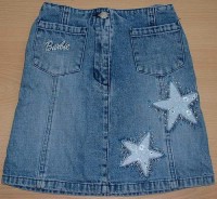 Modrá riflová sukýnka s hvězdičkami a nápisem zn. Barbie
