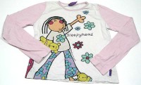 Růžovo-bílé pyžamové triko s holčičkou zn. New Look, vel. 146/152