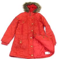 Červená šusťáková zimní bundička s kapucí zn.Marks&Spencer