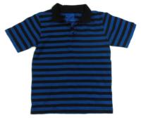 Černo-modré pruhované polo tričko 