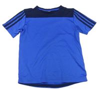 Modro-tmavomodré sportovní funkční tričko s pruhy zn. Adidas