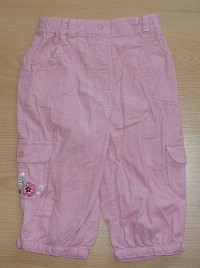 Růžové manžestrové kalhoty s kytičkou zn. George