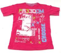 Růžové tričko s potiskem zn. Freedom