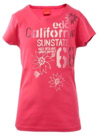 Outlet - Růžové tričko s nápisem a kytičkami zn. Esprit 