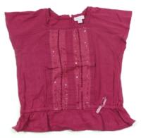 Růžové tričko s flitry a kytičkami zn. Monsoon;vel. 4-6 let 
