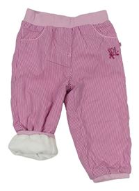 Růžové pruhované plátěné zateplené kalhoty zn. Ergee