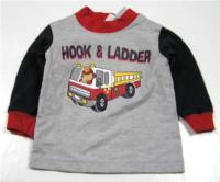 Šedo-tmavomodré triko s hasičským autem 