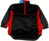 Outlet - Černo-červená šusťáková sportovní bunda s kapucí zn. Papini