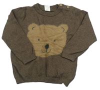 Hnědý svetr s medvídkem zn. H&M