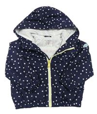Tmavomodrá šusťáková puntíkovaná jarní bunda s kapucí zn. Zara