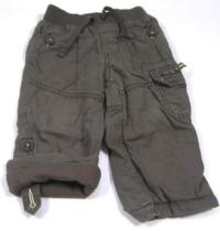 Khaki kostkované plátěné rolovací kalhoty s kapsou zn. George