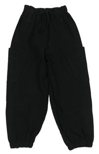 Černé cuff cargo plátěné kalhoty zn. Zara