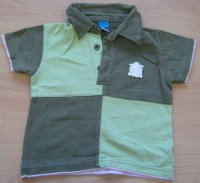 Khaki-zelené tričko s potiskem a límečkem zn. Adams