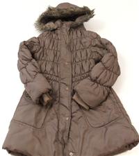 Tmavohnědý šusťákový zimní kabátek s kapucí zn. Next