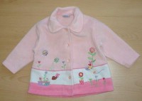 Růžový fleecový kabátek s výšivkami
