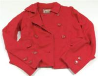 Červený plátěný podzimní kabátek 