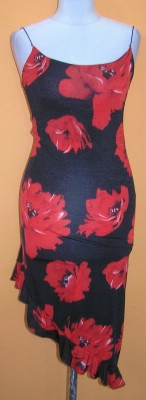 Dámské černo-červené šaty s květy
