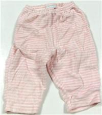 Růžovo-bílé pruhované sametové kalhoty