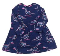 Tmavomodré bavlněné šaty s dinosaury zn. M&S