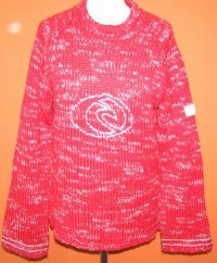 Dámský červeno-šedý pletený svetr